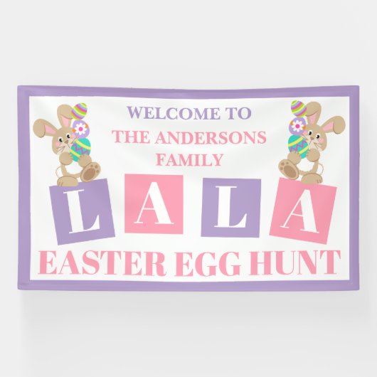 La La Easter Bunny Egg Hunt Banner (Horizontal)