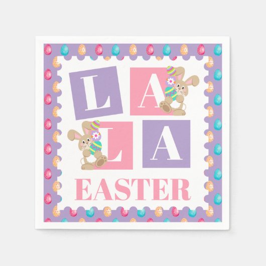 La La Easter Bunny Egg Hunt Party Serviette (Vorderseite)