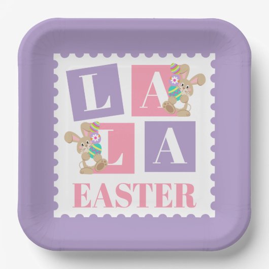 La La Easter Bunny Party Plates Pappteller (Vorderseite)