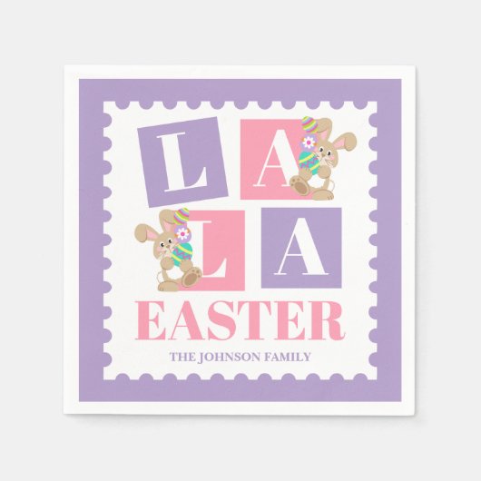 La La Easter Bunny Pastel Party Serviette (Vorderseite)