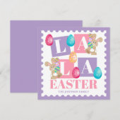 La La Easter Pastel Bunny  Feiertagskarte (Vorne/Hinten)