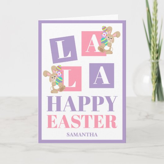 La La Easter Pastel Bunny Greeting Card Karte (Vorderseite)