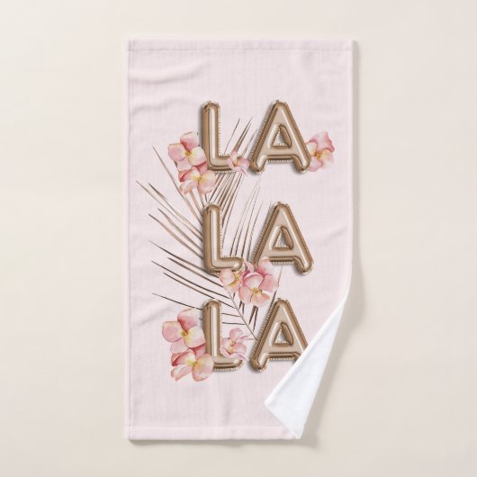 LA LA - Girly Trendy RoseGold Blume Motivation Badhandtuch Set (Handtuch)
