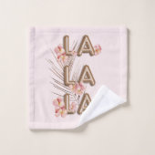 LA LA - Girly Trendy RoseGold Blume Motivation Badhandtuch Set (Waschlappen)