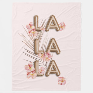 LA LA - Girly Trendy RoseGold Blume Motivation Fleecedecke