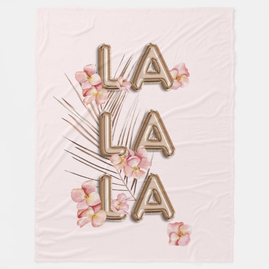 LA LA - Girly Trendy RoseGold Blume Motivation Fleecedecke (Vorderseite)