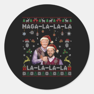 La La La Donald Trump Potus 47 Ugly Christmas Swea Runder Aufkleber