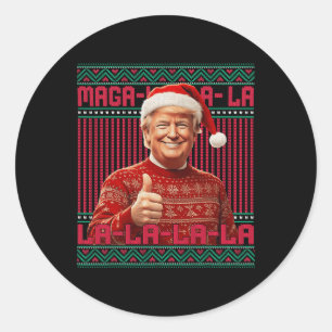 La La La Donald Trump Potus 47 Ugly Christmas Swea Runder Aufkleber