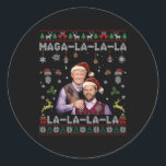 La La La Donald Trump Potus 47 Ugly Christmas Swea Runder Aufkleber<br><div class="desc">La La La Donald Trump Potus 47 Ugly Christmas Sweater 1</div>