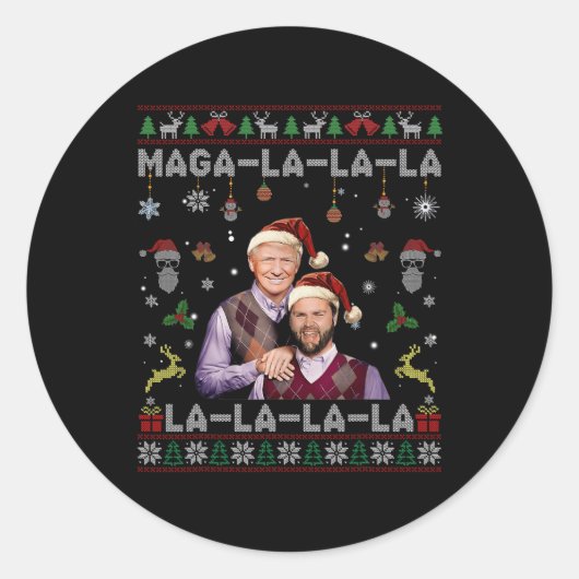 La La La Donald Trump Potus 47 Ugly Christmas Swea Runder Aufkleber (Vorderseite)