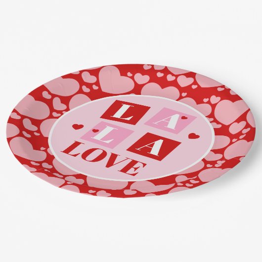 La La Love Valentine’s Day Pappteller (Schrägansicht)