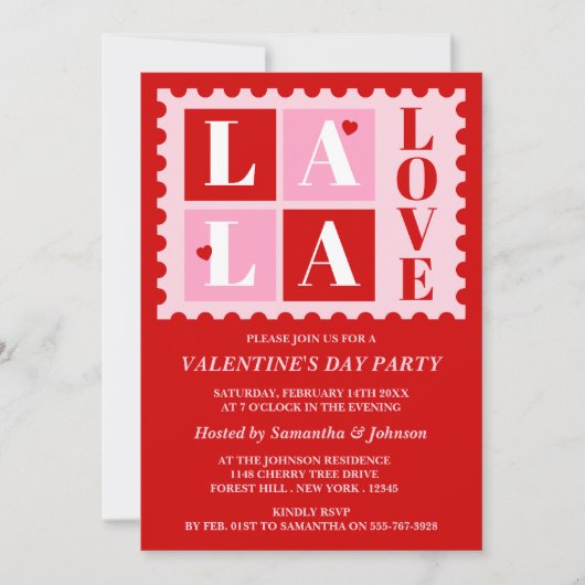 La La Love Valentine’s Day Party Invitation Einladung (Vorderseite)
