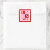 La La Love Valentine’s Day Quadratischer Aufkleber (Tasche)