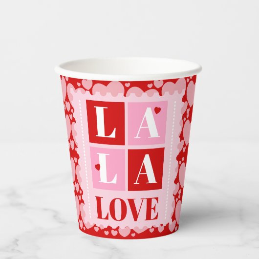 La La Love Valentinstag Pappbecher (Vorderseite)