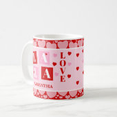 La La Love Valentinstag Personalisierter Becher Kaffeetasse (Vorderseite Links)