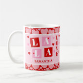 La La Love Valentinstag Personalisierter Becher Kaffeetasse (Links)