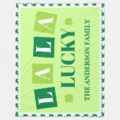 La La Lucky St. Patrick’s Day Personalized Blanket Fleecedecke (Vorderseite)