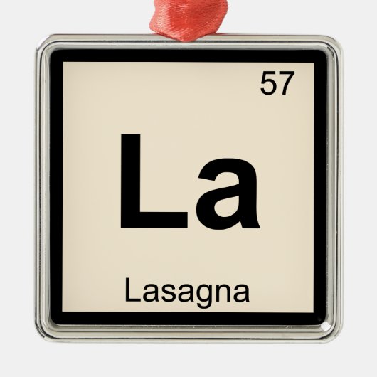 La - Lasagna Pasta Chemistry Periodic Table Symbol Ornament Aus Metall (Vorne)