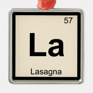 La - Lasagne-Pasta-Chemie Periodensystem-Symbol Ornament Aus Metall