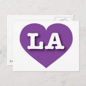 LA Lila Heart - I Liebe LA Postkarte (Vorne/Hinten)