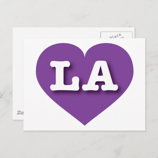 LA Lila Heart - I Liebe LA Postkarte (Vorne/Hinten)