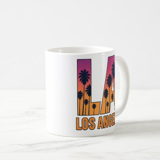LA Los Angeles Palm Trees Sunset Retro Design Kaffeetasse (VorderseiteRechts)