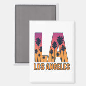 LA Los Angeles Palm Trees Sunset Retro Design Magnet (Vorderseite/Rückseite)