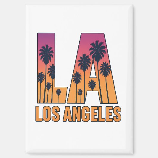 LA Los Angeles Palm Trees Sunset Retro Design Magnet (Vorderseite)