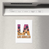 LA Los Angeles Palm Trees Sunset Retro Design Magnet (In Situ (Geschirrspüler))