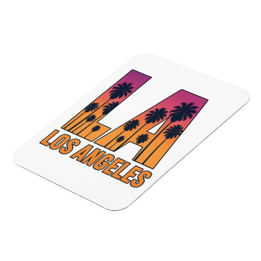 LA Los Angeles Palm Trees Sunset Retro Design Magnet (Linke Seite)