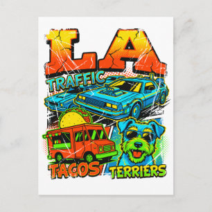 La Los Angeles Verkehrs-Tacos Und Terriers Postkarte