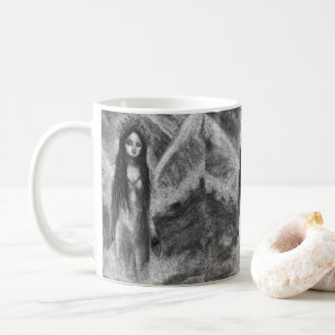 La Luna Dark Angel Fairy Goth Frau Original Kunst Kaffeetasse