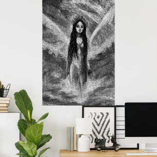 La Luna Dark Angel Fairy Woman Goth Fantasy Art Poster