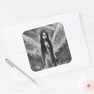 La Luna Dark Angel Fairy Woman Goth Fantasy Art Quadratischer Aufkleber