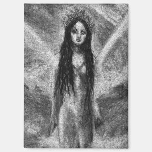 La Luna Dark Angel Goth Black & White Fantasy Art Magnet
