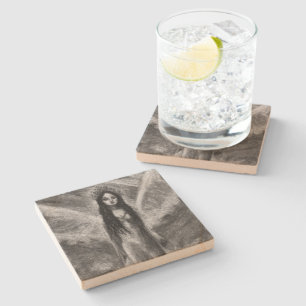 La Luna Dunkler Engel Feenfrau Goth Fantasy Kunst Steinuntersetzer
