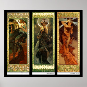 La lune et les étoiles by Alphonse Mucha Poster