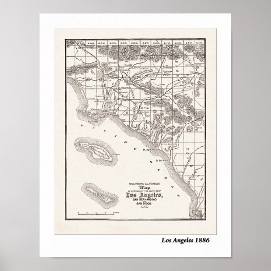 LA Map von 1886 Poster (Vorne)