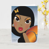 La Mariposa (Schmetterling) Gruß-Karte Karte (Gelbe Blume)