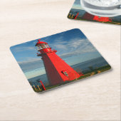 La Martre Leuchtturm | Matane auf dem Gaspe Rechteckiger Pappuntersetzer (angewinkelt)