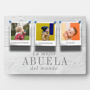 La mejor abuela del mundo 3 Foto Collage Wood Fotoplatte