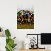 LA MÊLÉE AU RUGBY (Der Rugby-Scrum) Poster (Heimbüro)