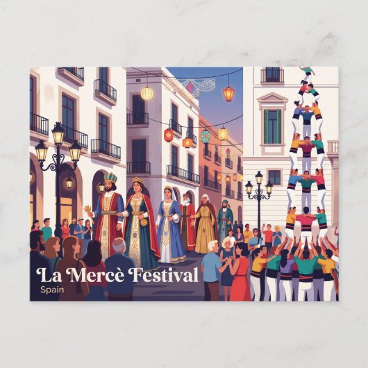 La Mercè Festival Barcelona Spanien Postkarte (Vorderseite)