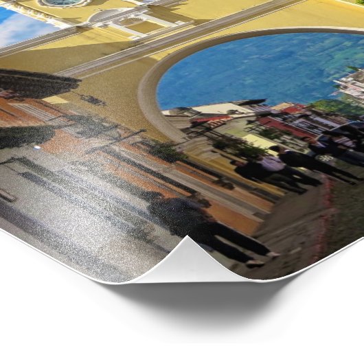 La Merced Arch mit Vulkan oberhalb Fotodruck (Ecke)