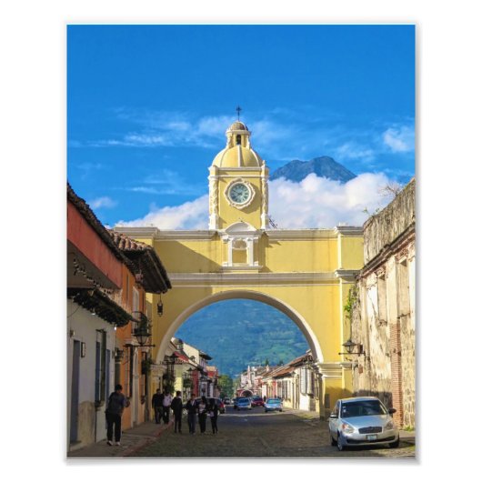 La Merced Arch mit Vulkan oberhalb Fotodruck (Vorne)