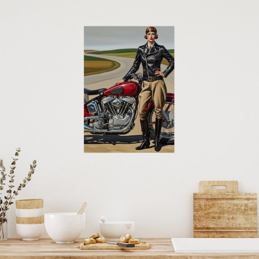 LA MOTOCYCLISTE (Motorradfahrer) Poster (Küche)