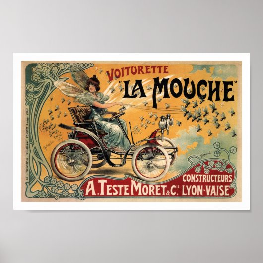 La Mouche, Automobil, Werbung, Jugendstil Poster (Vorne)