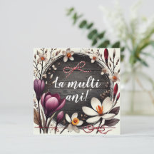 La Mulți Ani Floral Grußkarte Benutzerdefinierte N