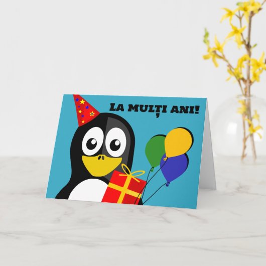 La multi ani! Herzlichen Glückwunsch zum Geburtsta Karte (Gelbe Blume)