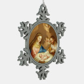 La Natividad Schneeflocken Zinn-Ornament (Links)